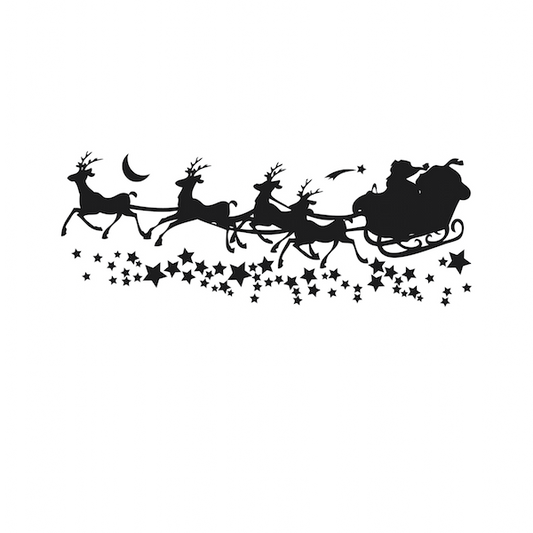 Santa Sleigh & Stars Christmas Wall Decal - additional product image