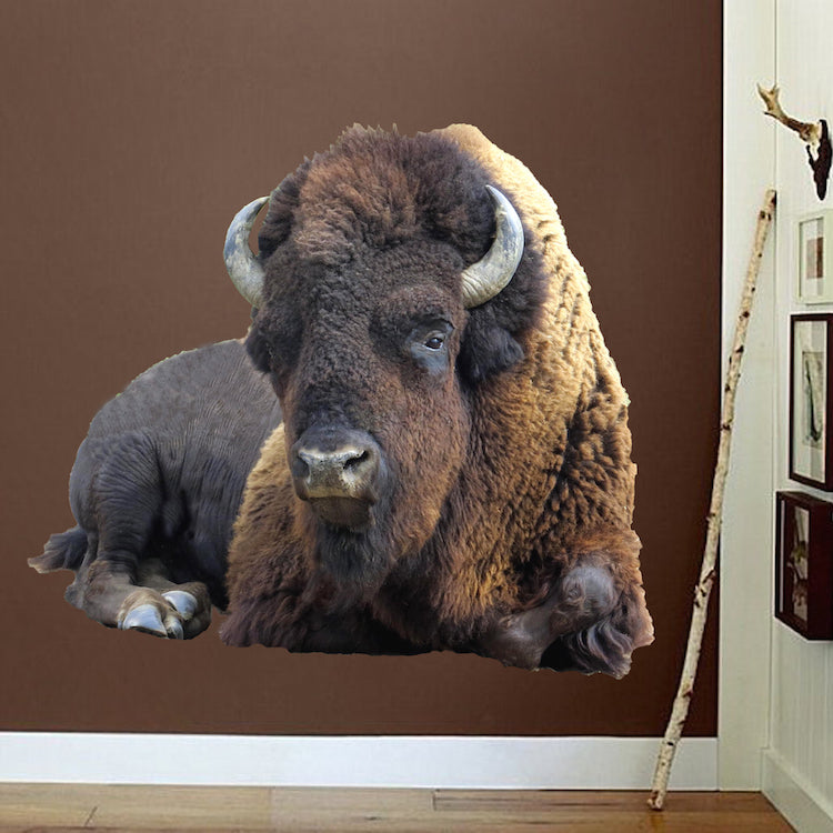 3d Animal Decal Self Adhesive Bison Sticker Large Animal Wall Mural, a17