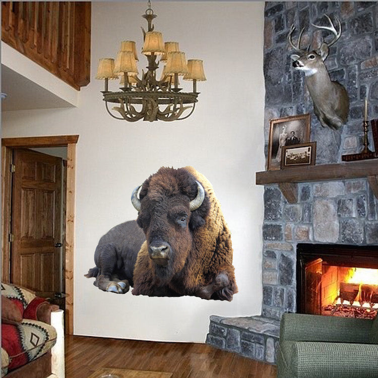 3d Animal Decal Self Adhesive Bison Sticker Large Animal Wall Mural, a17
