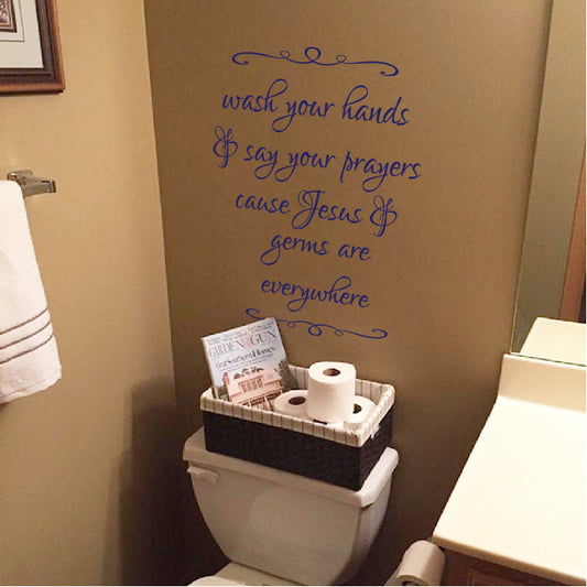 Jesus and Germs Are Everywhere Funny Kitchen Bathroom Decals