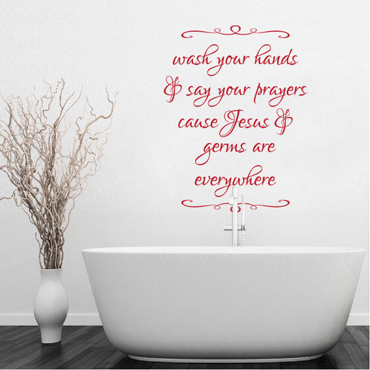Jesus and Germs Are Everywhere Funny Kitchen Bathroom Decals