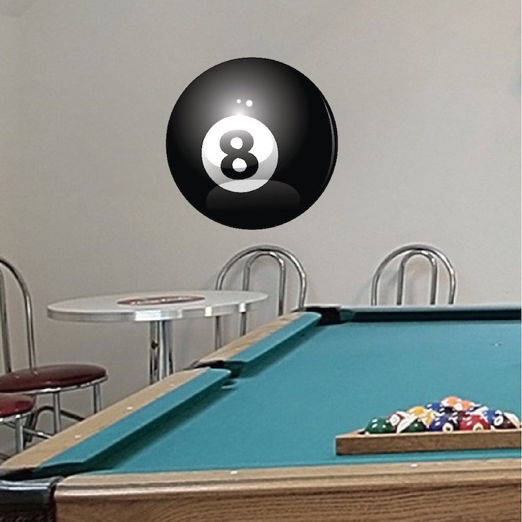 8 Ball Decal - 2 Pack Billiard Pool Ball Sticker - Choose Color Size