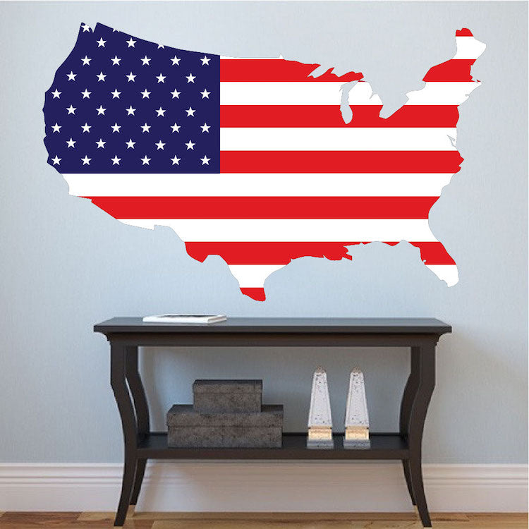 Removable American Flag & Soldier Wall Decal - USA Vinyl Stickers For Bedroom, Classroom, Office