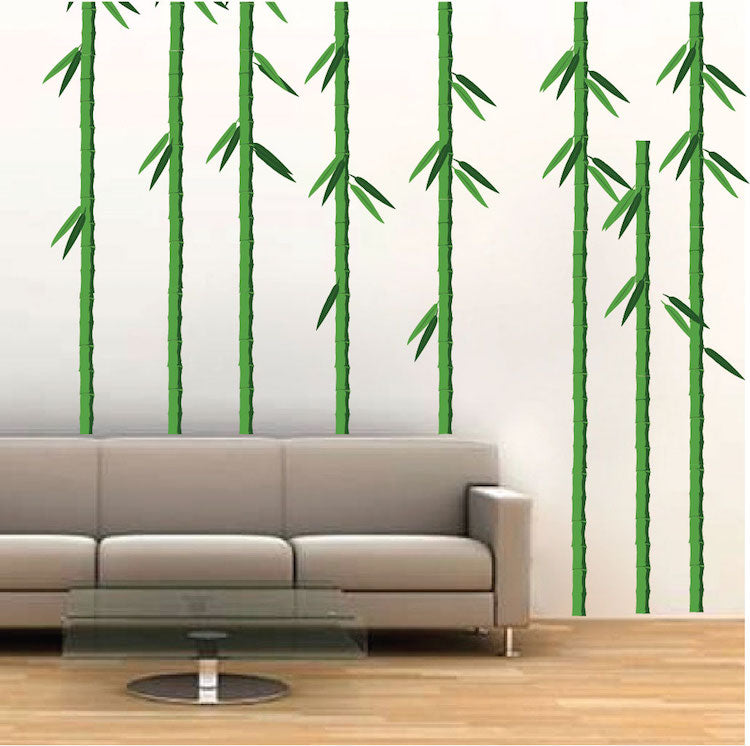 Bamboo Trees Wall Decal Trees Decor Asian Wildlife Wall Sticker Removable Forest Wall Decal, c69