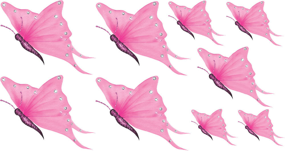 Pink Butterflies Wall Decal Girl's Room Wall Art Sticker Removable Butterfly Girl Bedroom Decor, n64
