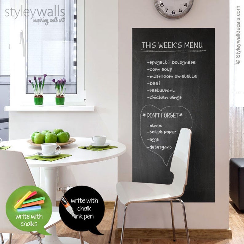 Custom Chalk Board Vinyl Wall Decal Removable Chalkboard Decal Sticker, e45