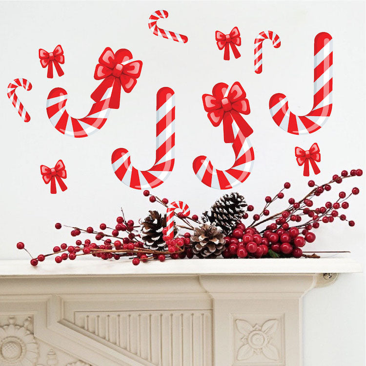 Candy Cane Wall Decal Decor Peppermint Removable Winter Decorations Room Christmas Sweets, h39