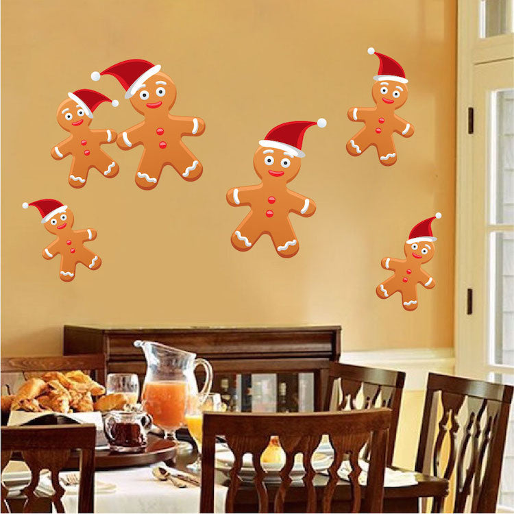 Gingerbread Wall Decals Christmas Wall Decor Removable Decorations Winter Ginger Bread Art, h33
