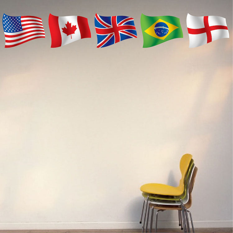 Country Flags Wall Decal Flag Sticker Peel and Stick Flags, a37