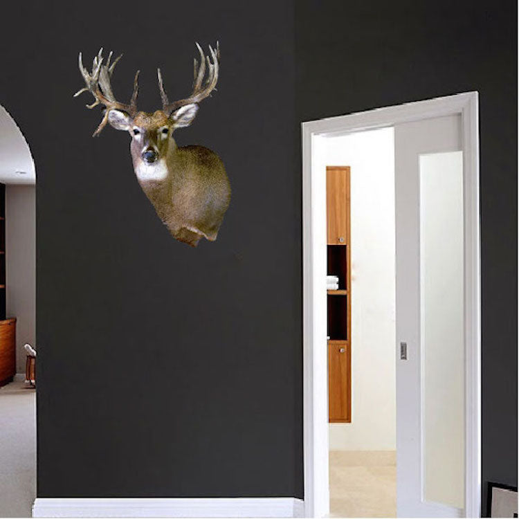 Deer Head Wall Decal Wild Animal Wildlife Wall Decor Hunting Sticker Bedroom Apartment Wall Art, c00