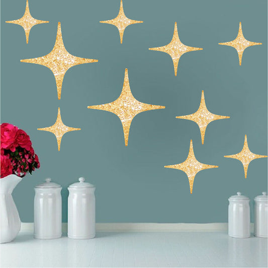 Gold Stars Wall Decal Kids Star Wallpaper Decor Bedroom Pattern Removable Decals, h48