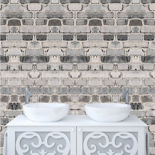 Grey Brick Wallpaper Wall Decal Removable Bricks Wall Paper Vinyl Bricks Decals, w01
