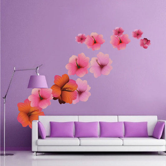 Hibiscus Flower Wall Decal Kit – Tropical Floral Peel & Stick Wall Stickers