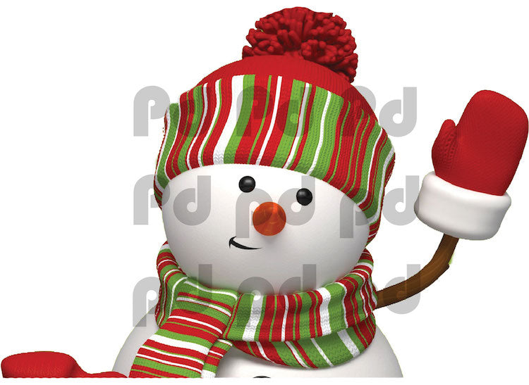 Waving Snowman Wall Decal Decor Removable Winter Snow Man Decorations Room Wall Decal, h51
