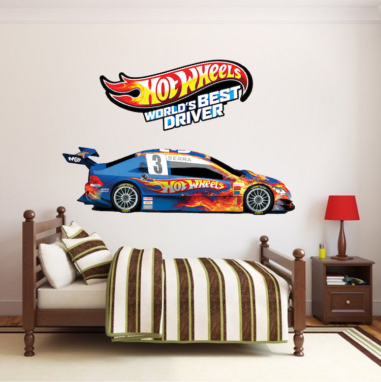 Race Car Boys Wall Decal Kid's Racing Decor Wall Art for Apartment Bedroom Hotwheels, s36