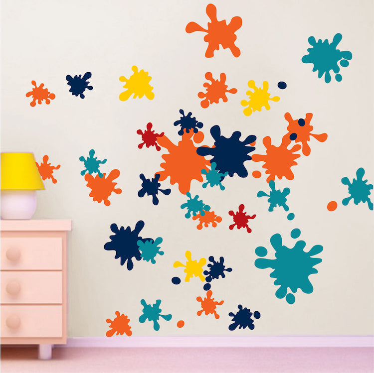 Ink Splash Wall Decal Decor Kids Room Colors Wall Vinyl Paint Removable Kids Wallpaper Decal, d30