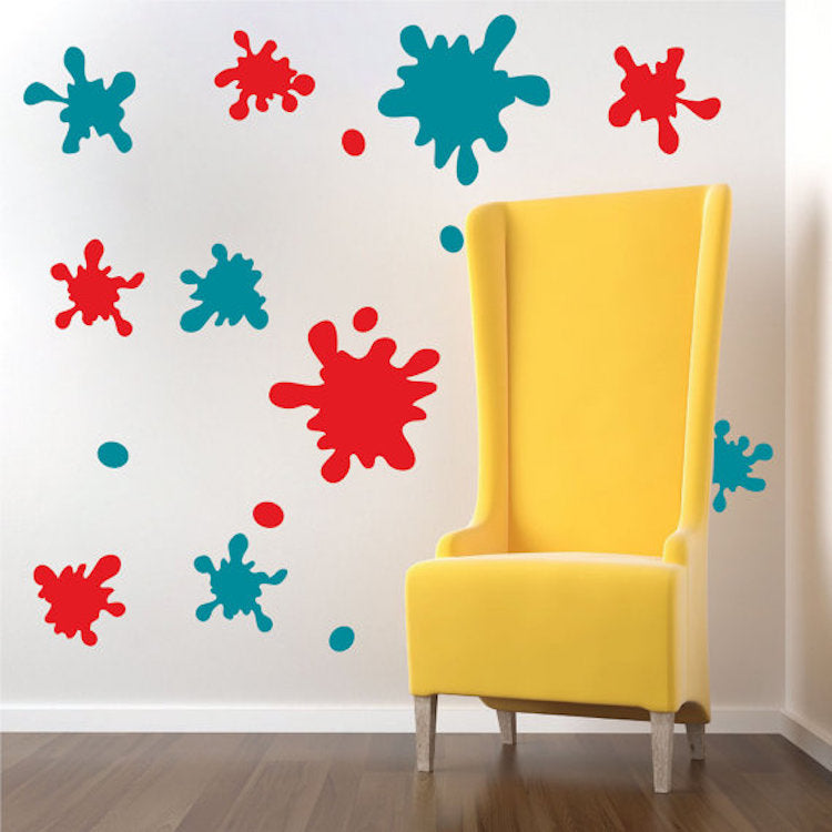Ink Splash Wall Decal Decor Kids Room Colors Wall Vinyl Paint Removable Kids Wallpaper Decal, d30