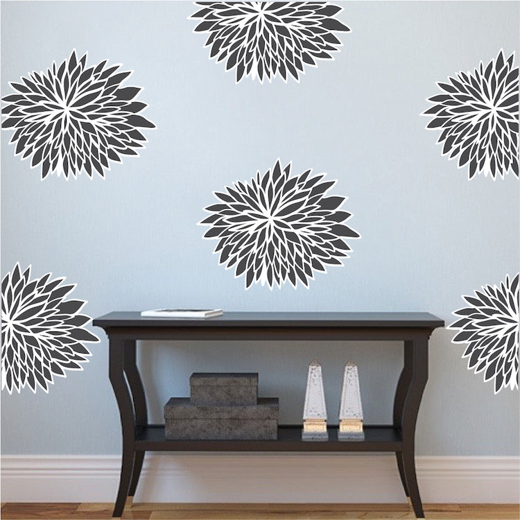 Bedroom Flowers Name Wall Decal Fancy Flower Wallpaper Wall Decor for Apartments, d49