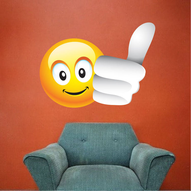 Thumbs Up Smiley Face Wall Decal Room Decor Text Emoji Removable