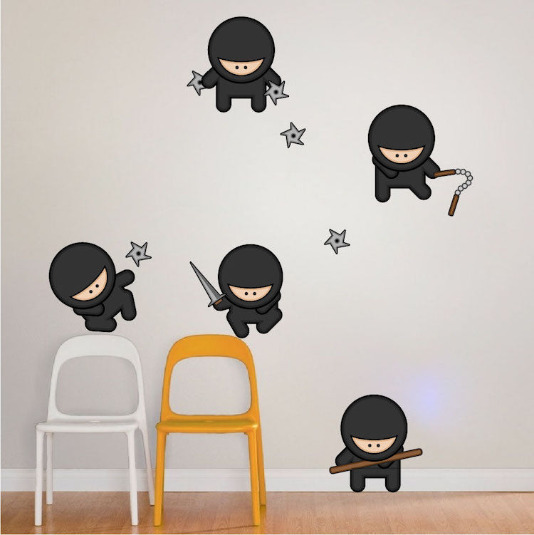 Cute Ninja Wall Decal Art Kids Karate Wall Decor Bedroom Wall Mural Ninjas Wall Vinyl, a29