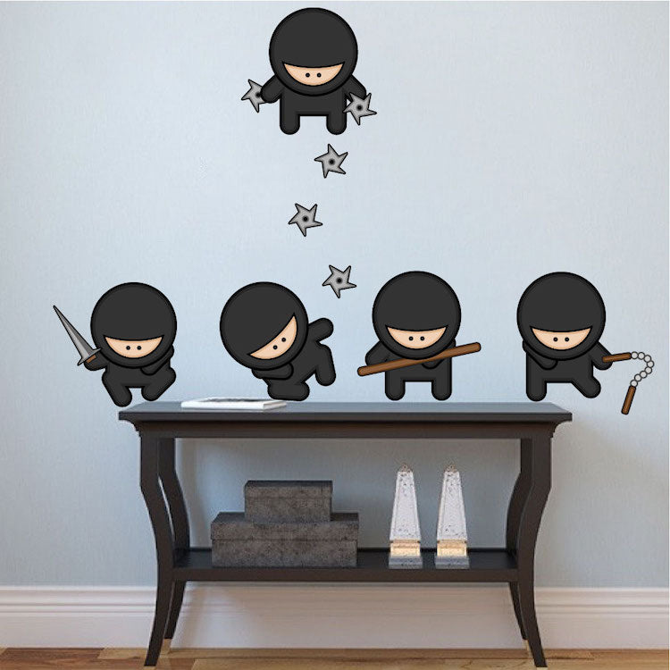 Cute Ninja Wall Decal Art Kids Karate Wall Decor Bedroom Wall Mural Ninjas Wall Vinyl, a29
