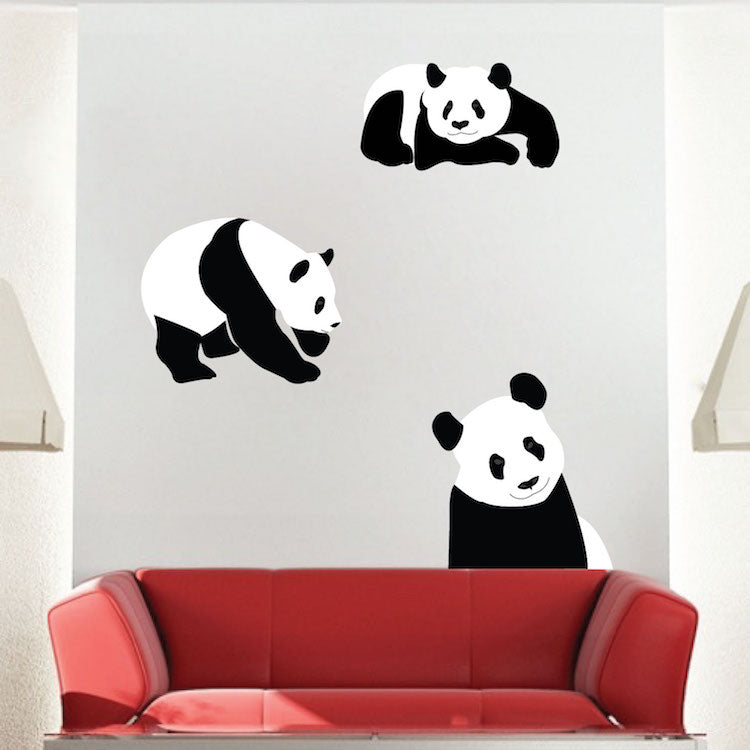 Panda Bears Wall Sticker Animal Wall Decor Tree Removable Safari Wall Decal Kids Bedroom Art, n36