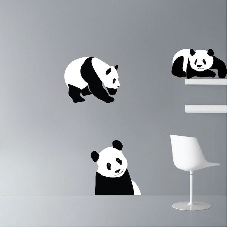 Panda Bears Wall Sticker Animal Wall Decor Tree Removable Safari Wall Decal Kids Bedroom Art, n36