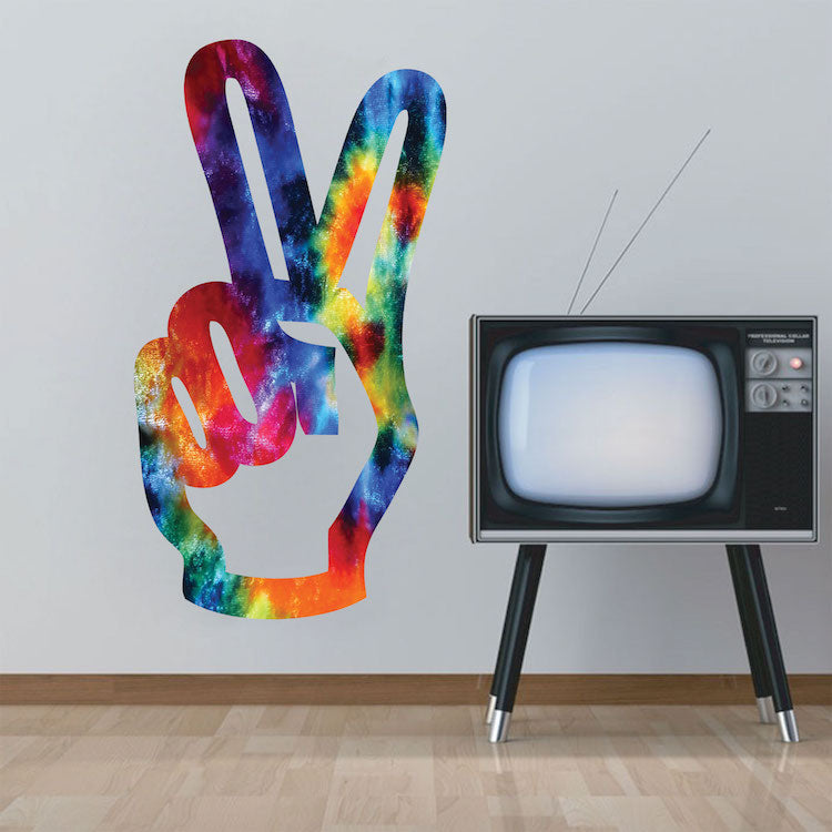 Peace Sign Wall Decal Hippie Two Fingers Wall Art Kids Sticker Bedroom Wall Decor, a27