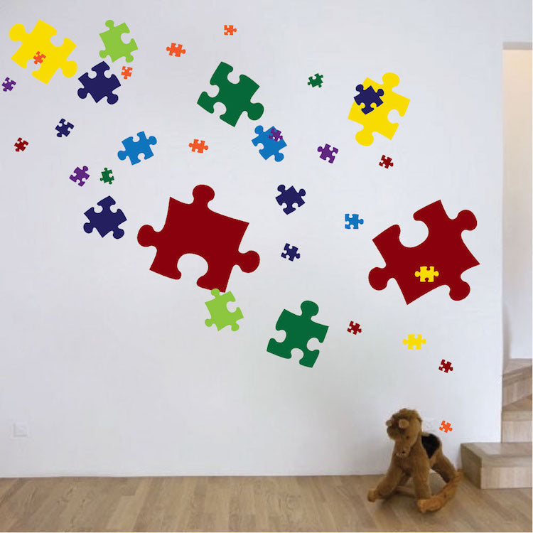 Puzzle Pieces Wall Decal Decor Kids Room Puzzles Wall Vinyl Removable Kids Wallpaper Decal, d06