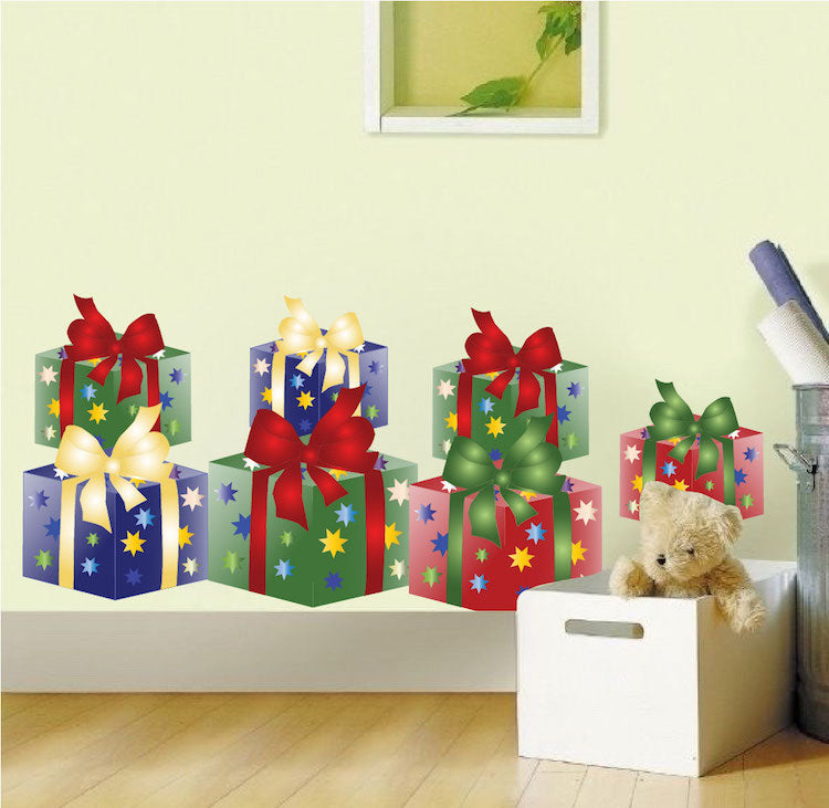 Christmas Present Wall Decal Decor Removable Winter Decorations Room Wall Decal, h40