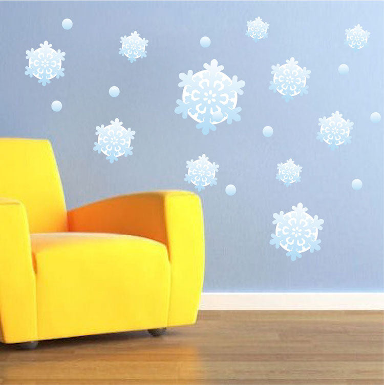 Snowflake Wall Decals Window Decal Snowing Christmas Decor Snow Cartoon Winter Mural, h46