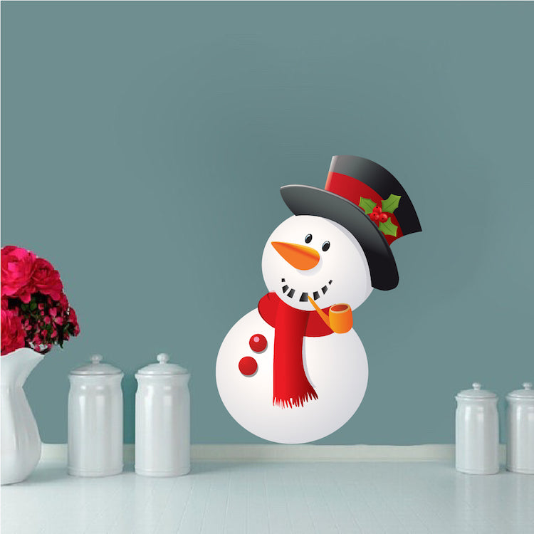 Christmas Snowman Wall Decal Decor Removable Winter Snow Man Decorations Room Wall Decal, h79