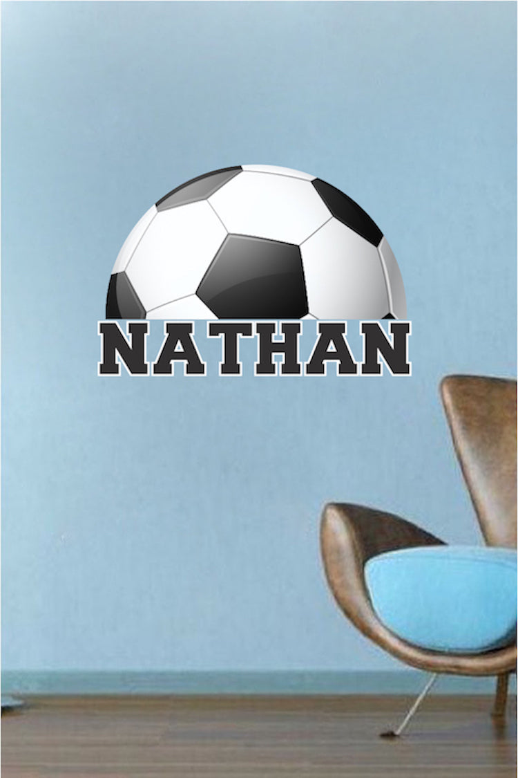 Personalized Soccer Name Wall Decal Decor Removable Kids Room Wall Sport Room Decal, s89