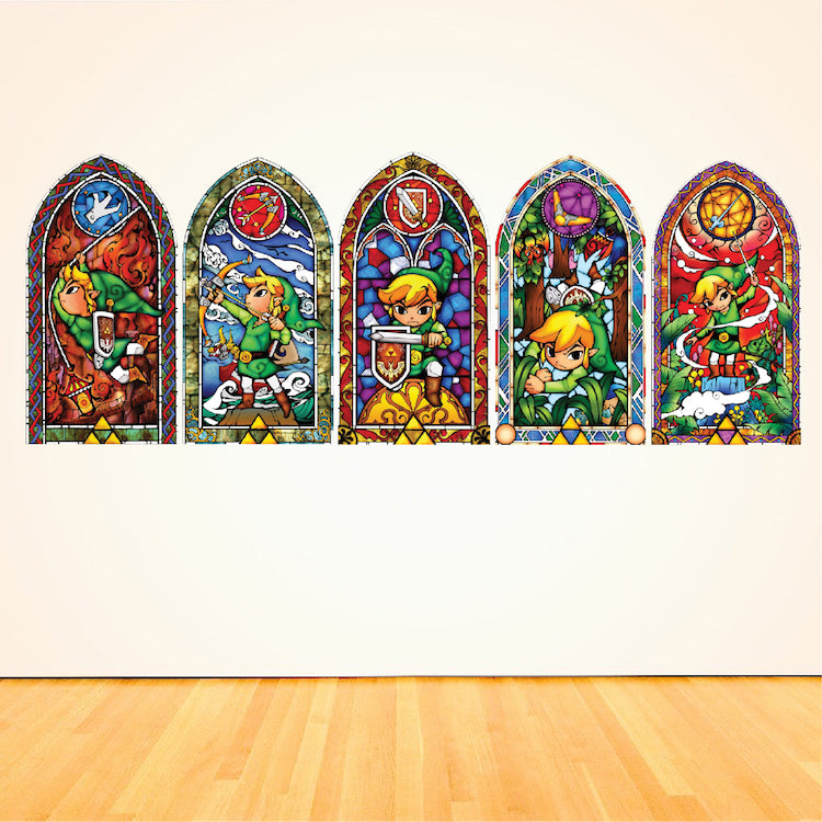 Video Game Stained Glass Windows Wall Decal Game Room Wall Sticker, s75