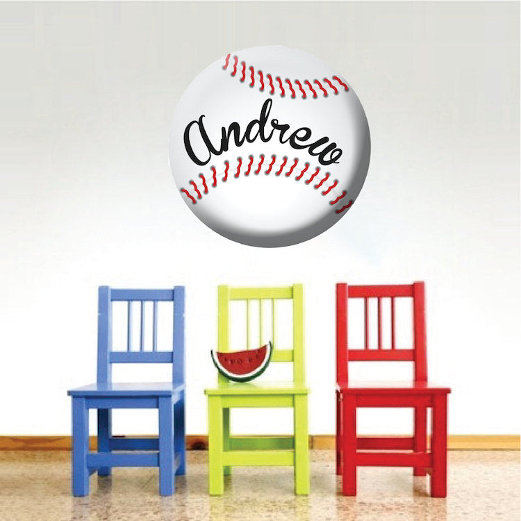 Custom Baseball Wall Decal Personalized Name Baseball Mural Kids Room Sports Vinyl Decor, c99
