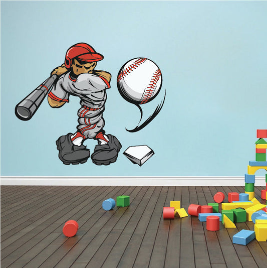 Baseball Player Wall Decal Sports Decor Cartoon Bedroom Wall Art Baseballs Removable Wall Stickers, c97