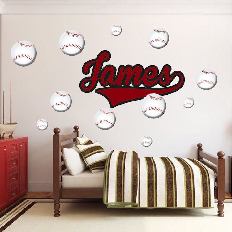 Baseball Wall Decal Sports Decor Boys Bedroom Wall Art Baseballs Removable Wall Stickers, n16