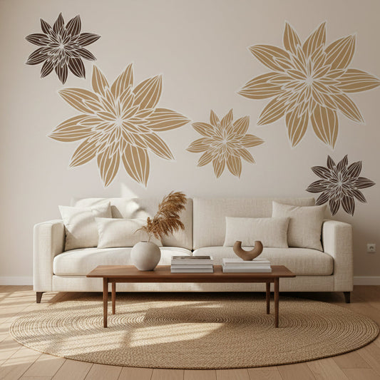 Flowers Wall Decal Fancy Flower Bedroom Wallpaper Large Flower Wall Sticker, d50