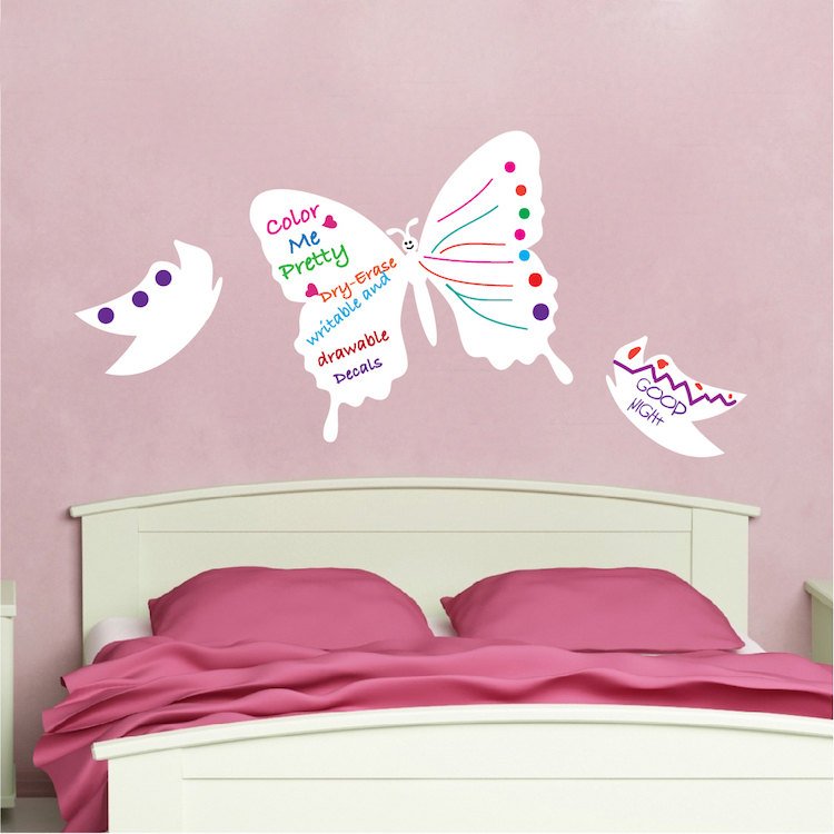 Butterfly Dry Erase Wall Decal Mural Productive Kids Writable Removable Decor Wall Sticker, b66