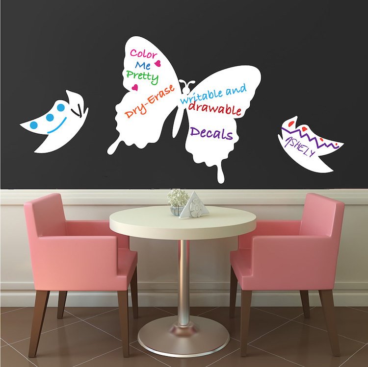 Butterfly Dry Erase Wall Decal Mural Productive Kids Writable Removabl ...