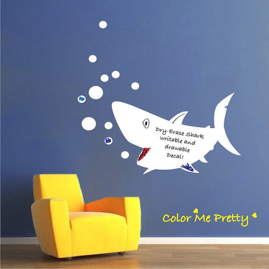 Dry Erase Shark Writable Kids Room Wall Decal Mural Ocean Animal Removable Decor Wall Sticker, b74