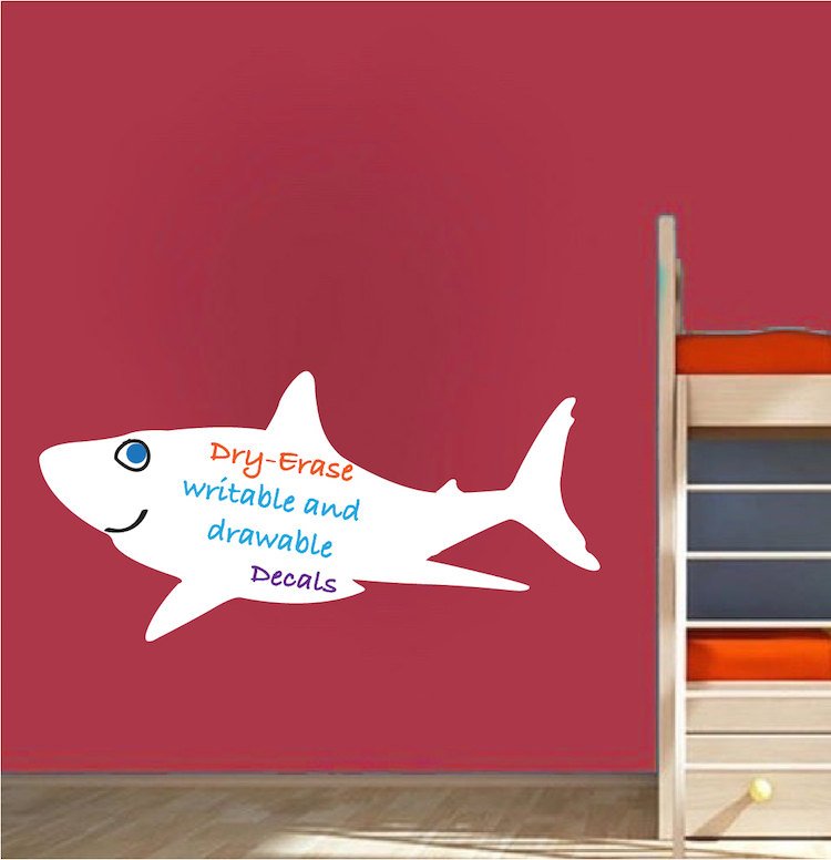 Writeable Shark Erase Kids Room Wall Decal Mural Ocean Animal Removable Decor Wall Sticker, b68