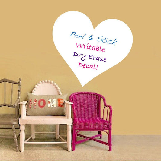 Heart Dry Erase Wall Decal Mural Productive Kids Writable Removable Decor Wall Sticker, b81