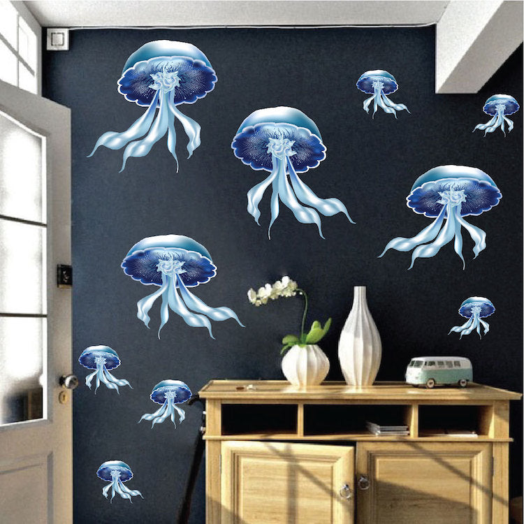 Jellyfish Wall Decal Animal Decor Ocean Sea Life Stickers Removable Wall Jelly Fish, d19