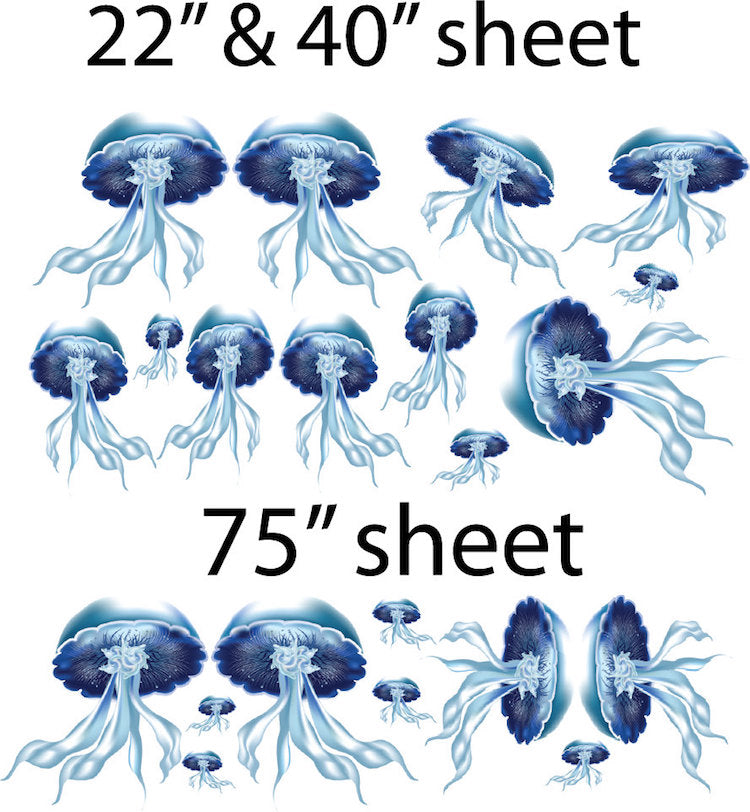 Jellyfish Wall Decal Animal Decor Ocean Sea Life Stickers Removable Wall Jelly Fish, d19