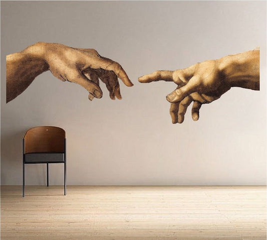 Michelangelo Hands Wall Decal Sistine Chapel Wall Art Renaissance Sticker Bedroom Wall Decor, a55