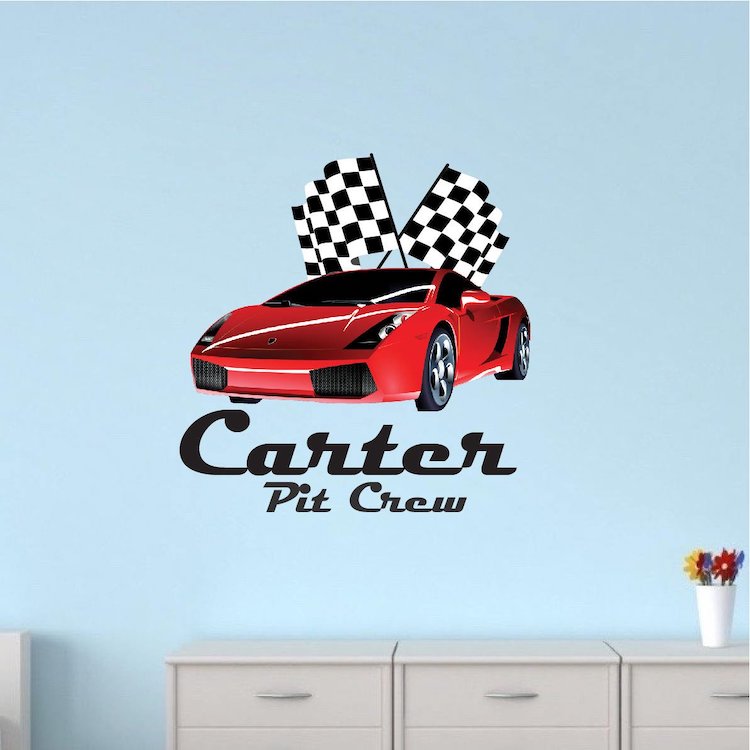Race Car Personalized Boys Room Decal With Name Exotic Car Custom Name Wall Decal, e33