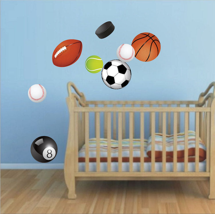 Sports Balls Wall Decal Sports Decor Boys Bedroom Wall Art Balls Removable Wall Stickers, s04