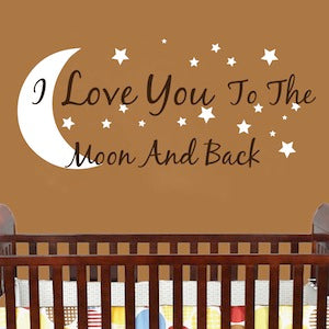 I Love You to the Moon and Back with Moon and Stars Wall Quote Decal - view 2
