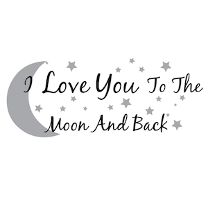 I Love You to the Moon and Back with Moon and Stars Wall Quote Decal - view 3